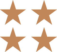 Four bronze stars arranged in a grid pattern, symbolizing quality or ratings.