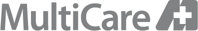 Logo of MultiCare, a healthcare organization providing a range of medical services and community health initiatives.