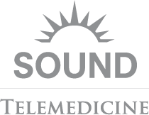 Logo of Sound Telemedicine featuring a sun symbol, representing innovative telehealth services and virtual care solutions.