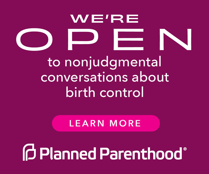 Alt text: Promotional graphic from Planned Parenthood emphasizing openness to nonjudgmental discussions about birth control, featuring a call-to-action button to learn more.