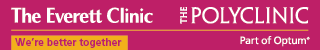 Logo of The Everett Clinic and The Polyclinic, highlighting their partnership and affiliation with Optum, emphasizing the message "We're better together."