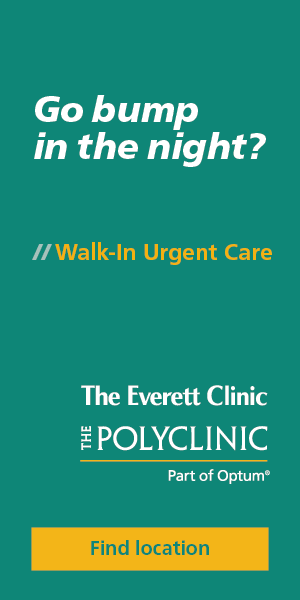 Urgent care services available at The Everett Clinic and The Polyclinic for nighttime medical needs.