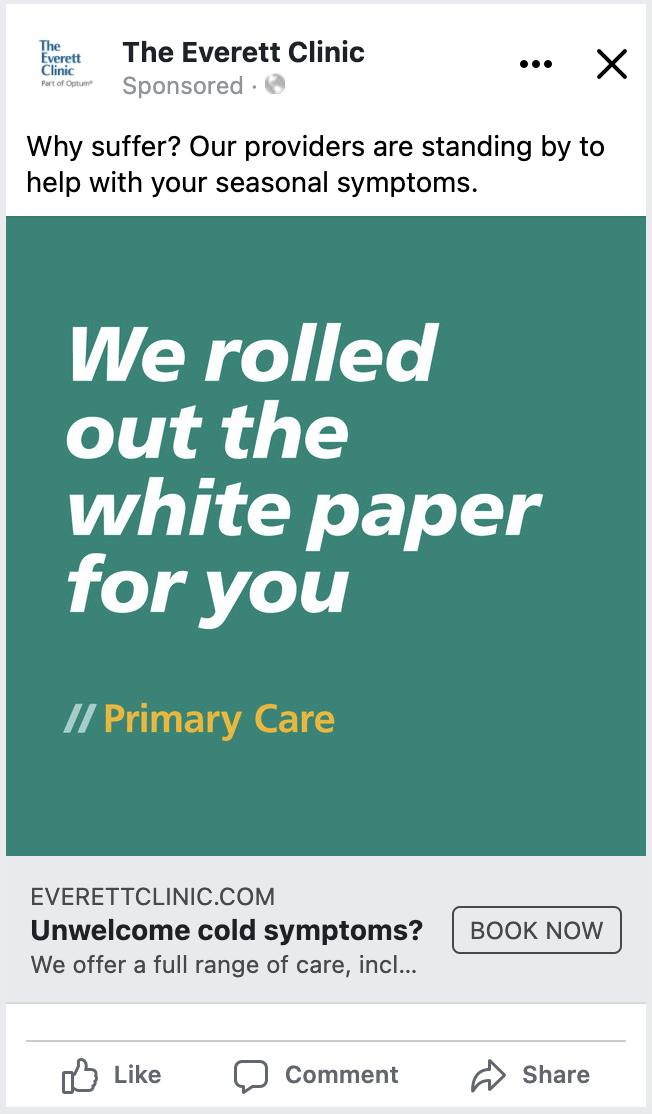 Text graphic announcing the release of a white paper focused on primary care, featuring a modern design with bold typography.