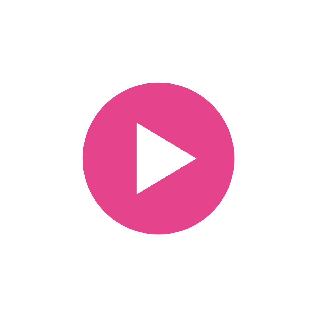 Pink play button icon on a black background, symbolizing video playback and multimedia content.