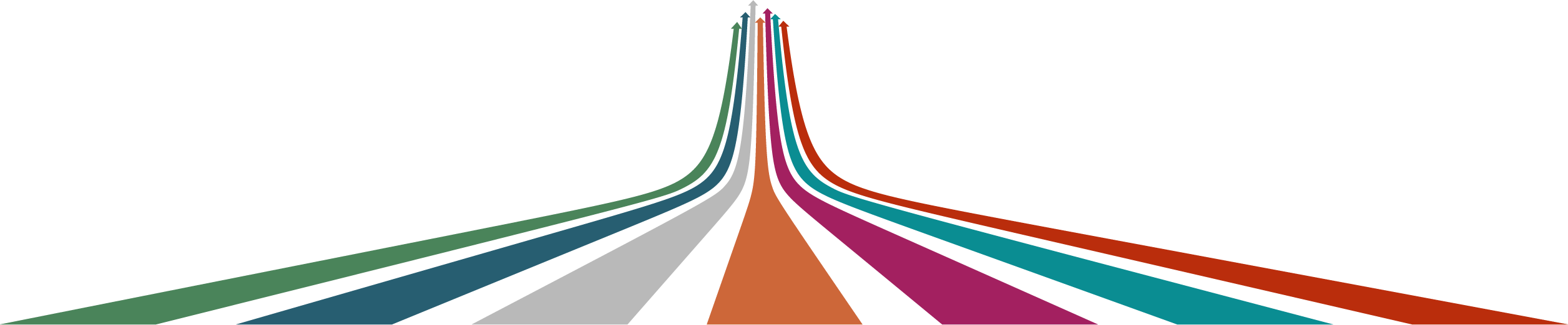 Colorful abstract graphic with multiple curved lines converging towards a point, representing diversity and creativity in design.