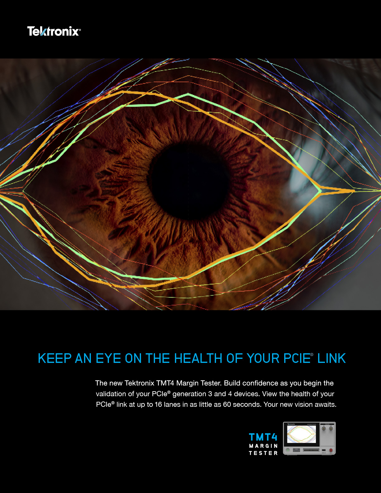 Close-up of a human eye with vibrant brown iris and intricate patterns, emphasizing health monitoring and eye care technology.