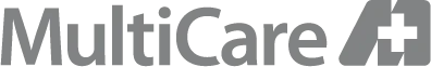 Logo of MultiCare, a healthcare organization providing a range of medical services and community health initiatives.