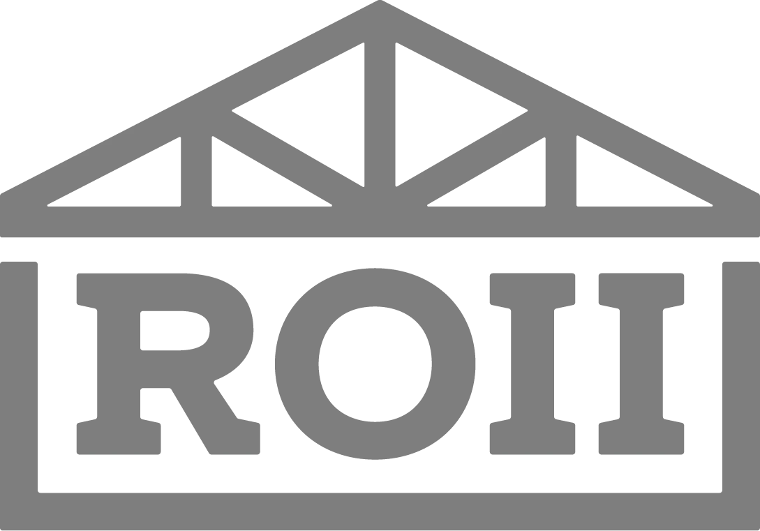 Logo of ROI, featuring a stylized bridge design, representing engineering and construction services.